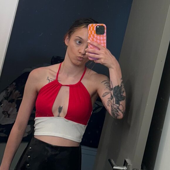 LF Red & White Halter Top - Picture 1 of 7